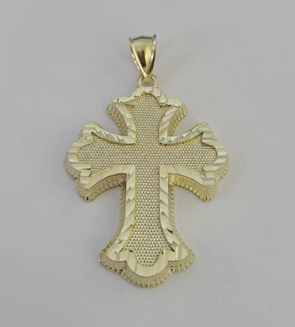 10k Jesus Roman Cross Charm Pendant Religious REAL 10Kt Yellow Gold