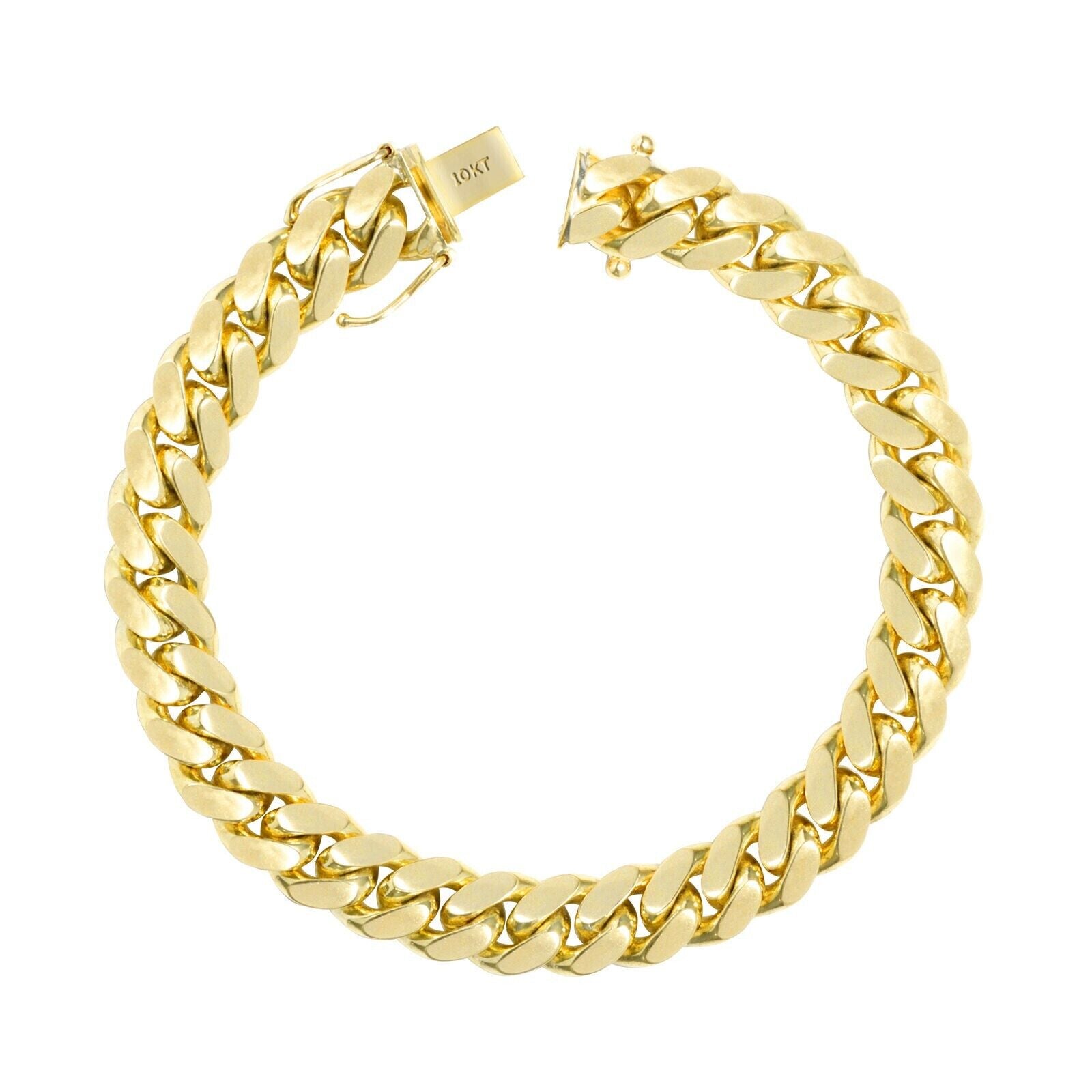 10k Yellow Gold Miami Cuban Link Bracelet 8" inch 9mm Real 10kt Box Lock