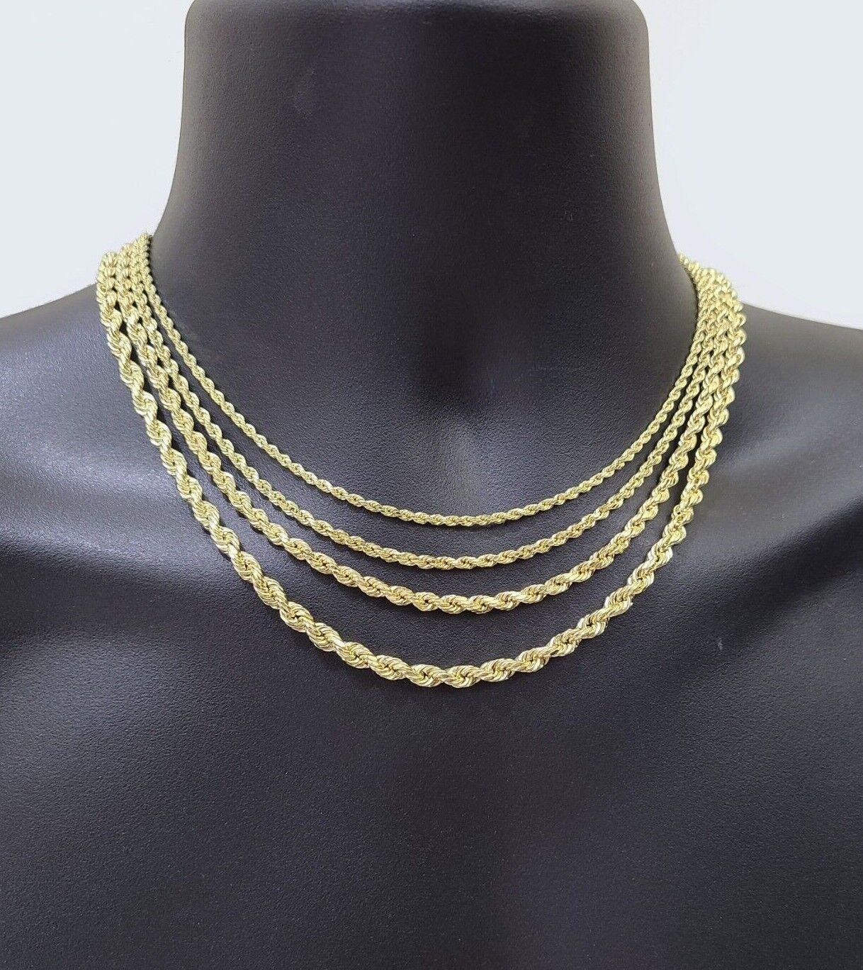 Real 14K Yellow Gold Rope Chain 2.5-5mm Necklace 18-26 Inches Lobster Lock SALE