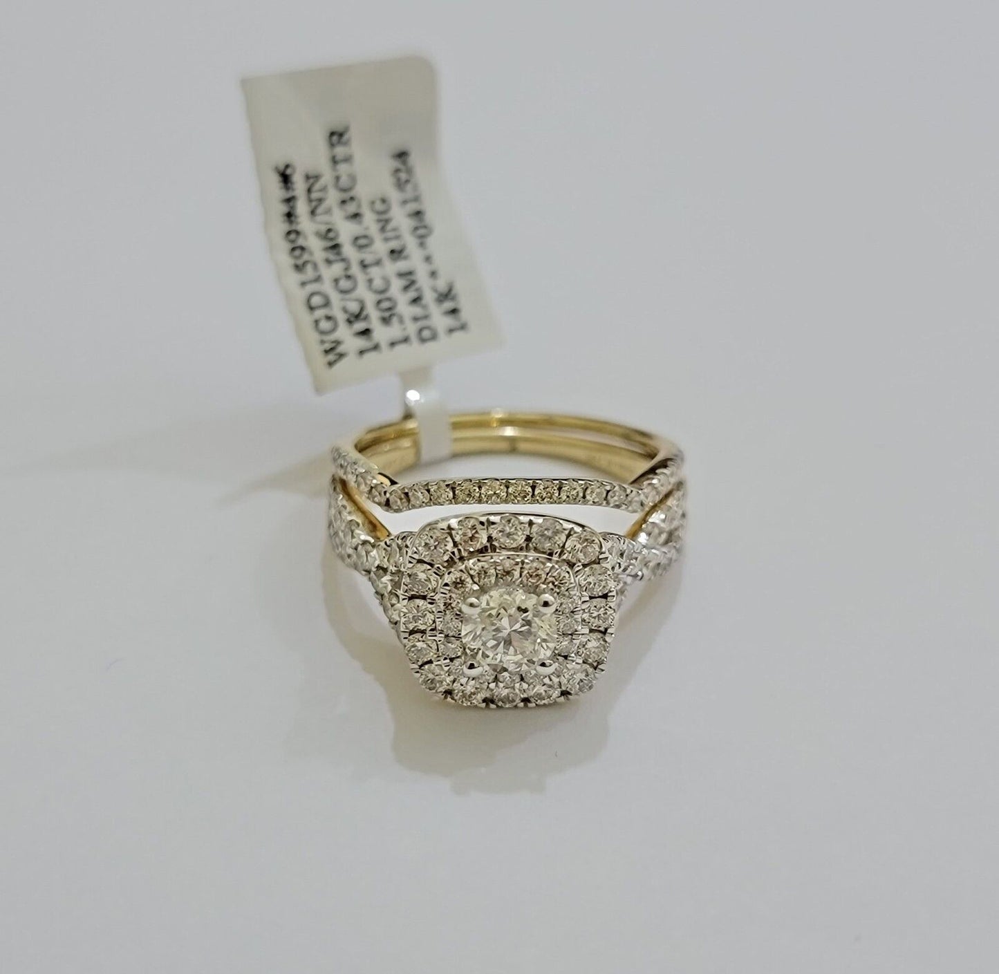 Real 14k Yellow Gold Diamond 1.5CT Ring band SET Ladies Women Engagement Wedding
