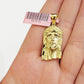 Real 14k Yellow Gold Charm Pendant Jesus Head 14 KT For Men Women, Diamond Cuts