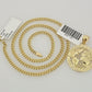 Real 10k Gold Chain Pendant SET World's Your Charm Miami Cuban Link Necklace 24"