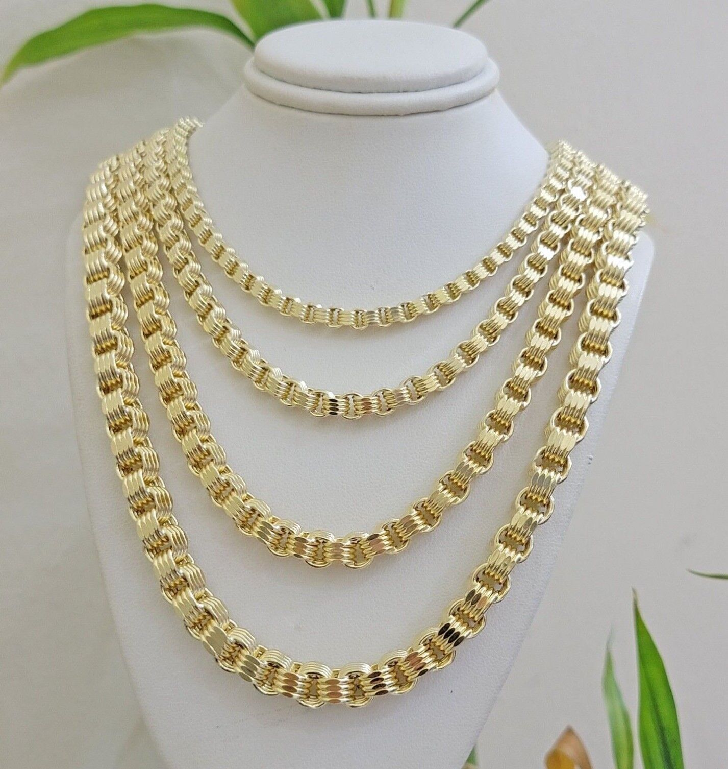 10k Yellow Gold Necklace Box Byzantine Chain 4mm 5mm 6mm 7mm 18 in- 30 in REAL