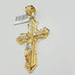 Real 14k Yellow Gold Cross Charm Pendant 14kt Jesus Crucifix With Stone For Mens