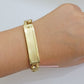 Real 14k Yellow Gold Chino Bracelet 8.5 Inch Men's Name Plate ID Link Solid Oro