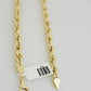 10K Yellow Gold Rope Chain Necklace 7mm 22 Inch REAL 10kt Diamond Cuts For Mens