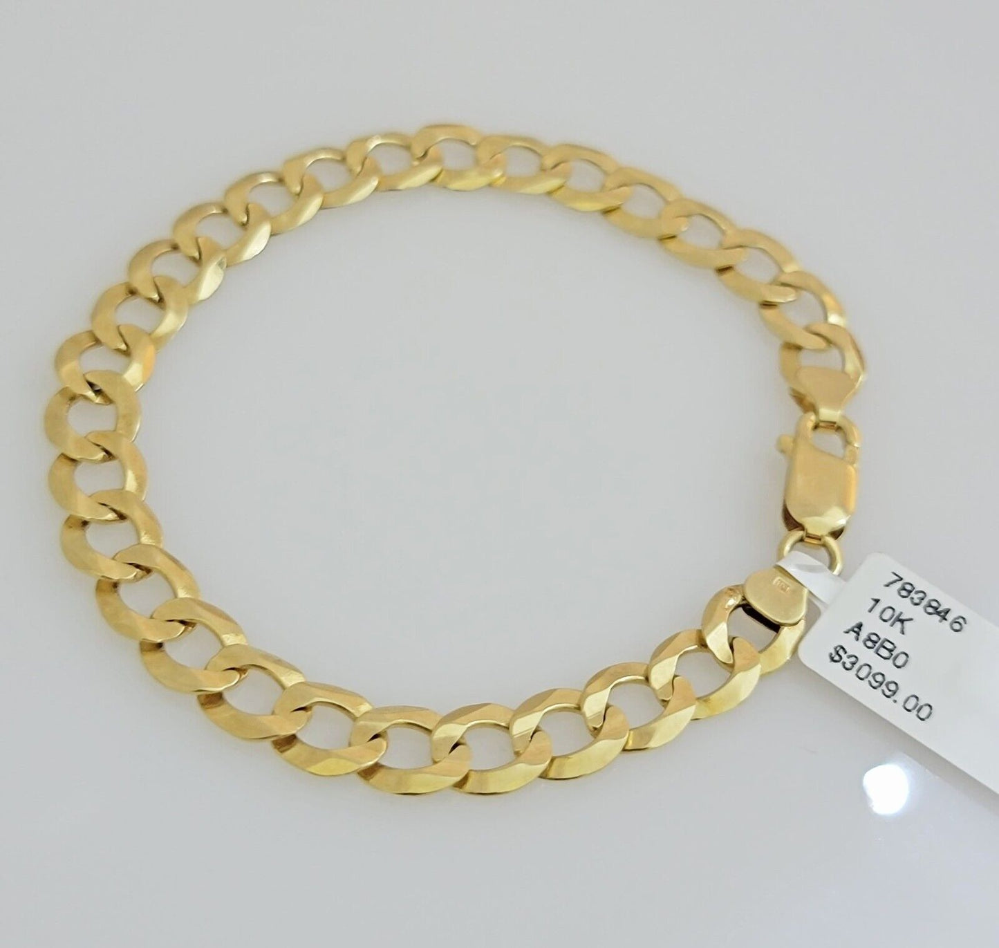 Real 10k Yellow Gold Bracelet Solid Cuban Link 7 Inch 7mm 10kt Women Bracelet