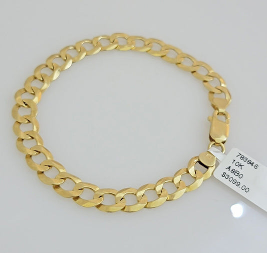 Real 10k Yellow Gold Bracelet Solid Cuban Link 7 Inch 7mm 10kt Women Bracelet