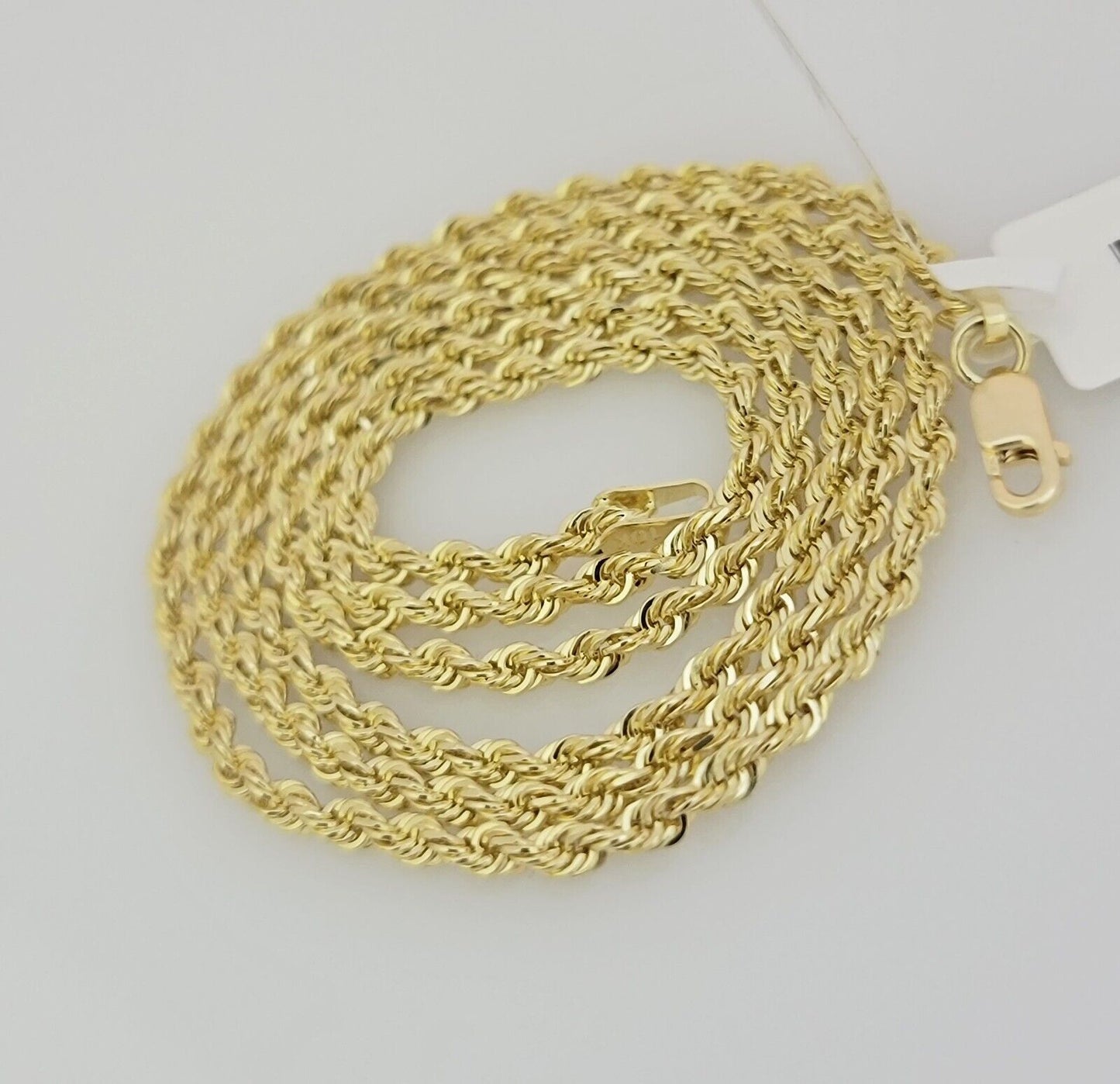 Real 10k Gold Chain Necklace Rope 20 Inch 2.5mm Diamond Cut Solid 10kt Men Women