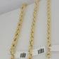 Real 10k Gold Rope Chain Necklace 6mm 7mm 8mm 20" -30 Inch Hollow 10kt For Male