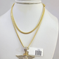 10K Solid Gold Miami Cuban Chain SET Diamond Money Bag Wing Charm 18"-26" 2.5mm