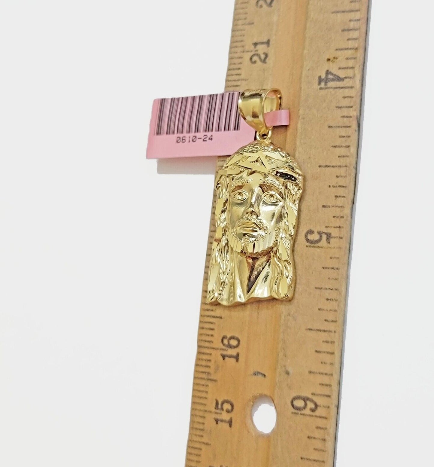 Real 14k Yellow Gold Charm Pendant Jesus Head 14 KT For Men Women, Diamond Cuts