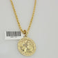 Real 10k Gold Chain Pendant SET World Is Your Charm  Rope Necklace 3mm 22 Inch