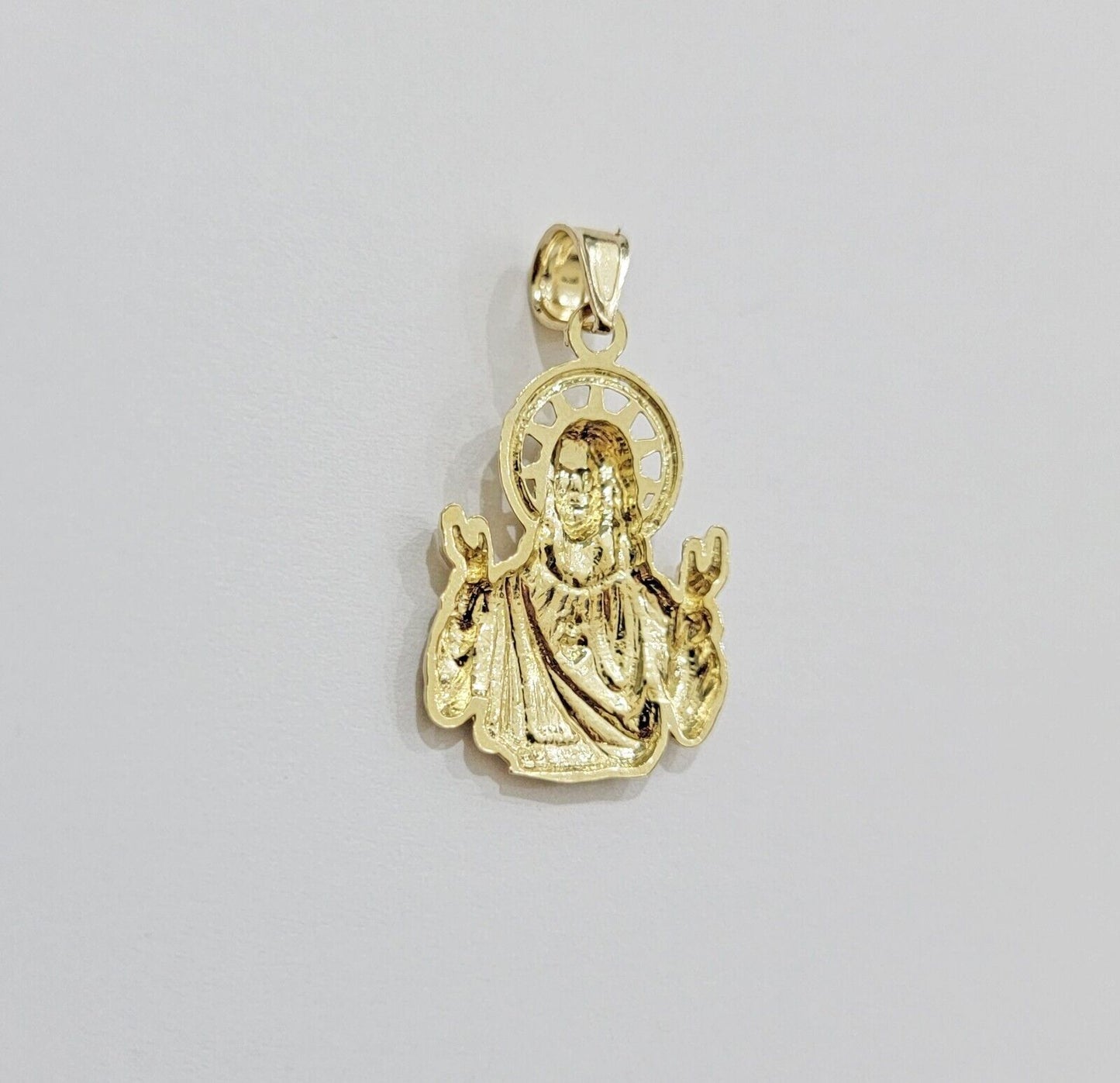 Real 10k Yellow Gold Rope Chain Charm Jesus Head Pendant SET 3mm Necklace