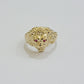 Mens Ring Lion Head REAL 10k Yellow Gold Roaring Lion With Red Eye , 10kt Solid