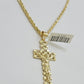 Real 10k Gold Rope Chain Cross Charm Pendant SET 3mm 20" Necklace Jesus Crucifix