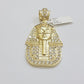 Real 10k Yellow Gold Pharaoh Head Charm Pendant 2.5"  10kt With Stones for Men's