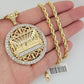 Real 10k Gold Rope chain Last supper Charm Pendant SET Solid Necklace 4mm 22Inch