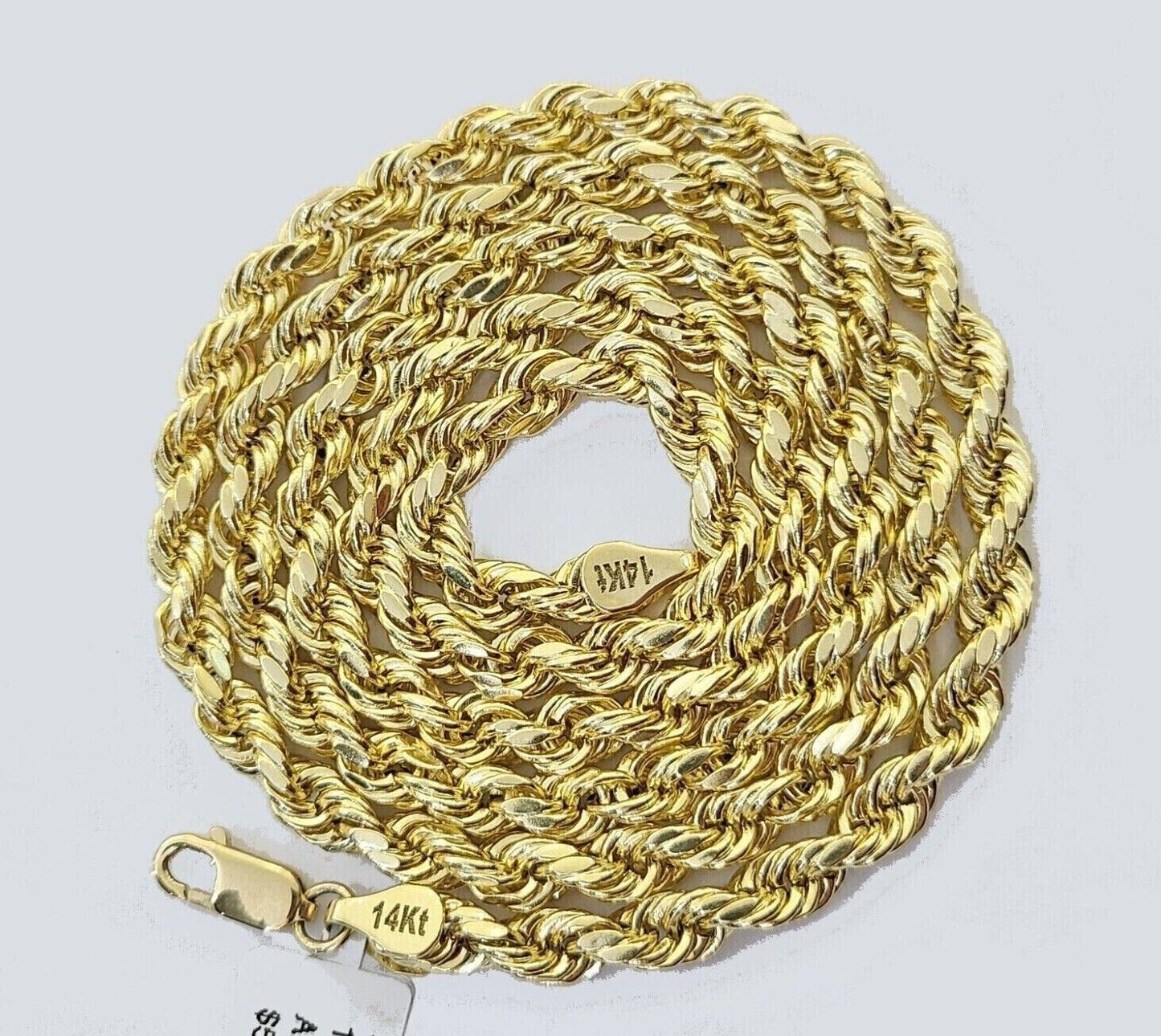 Real 14K Yellow Gold Rope Chain 2.5-5mm Necklace 18-26 Inches Lobster Lock SALE