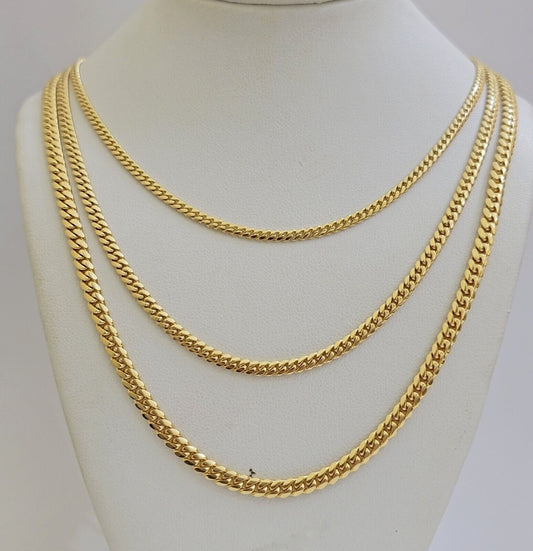 Solid 18k Gold Chain Necklace Miami Cuban Link 2.5mm-4mm 18"-26 Inch Real 18kt