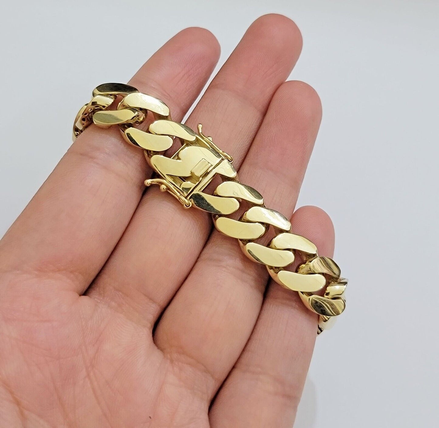 Real 10k Gold Bracelet 12mm Royal Miami Cuban Link 9 inch Men's 10kt Yellow Gold