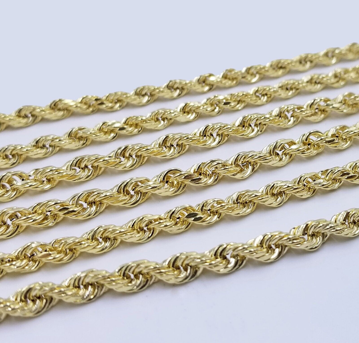 Real 14K Yellow Gold Rope Chain Necklace 5mm 22" 24" 26" inch for Men, Lobster