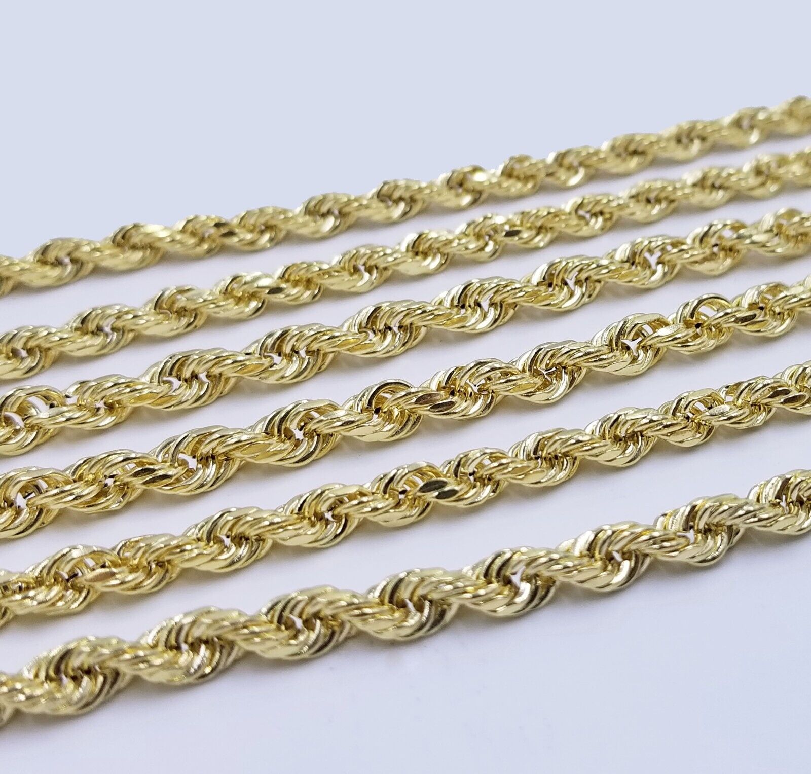 14K Yellow Gold Rope Chain Necklace 5mm -Unisex 22,24,26 Inch
