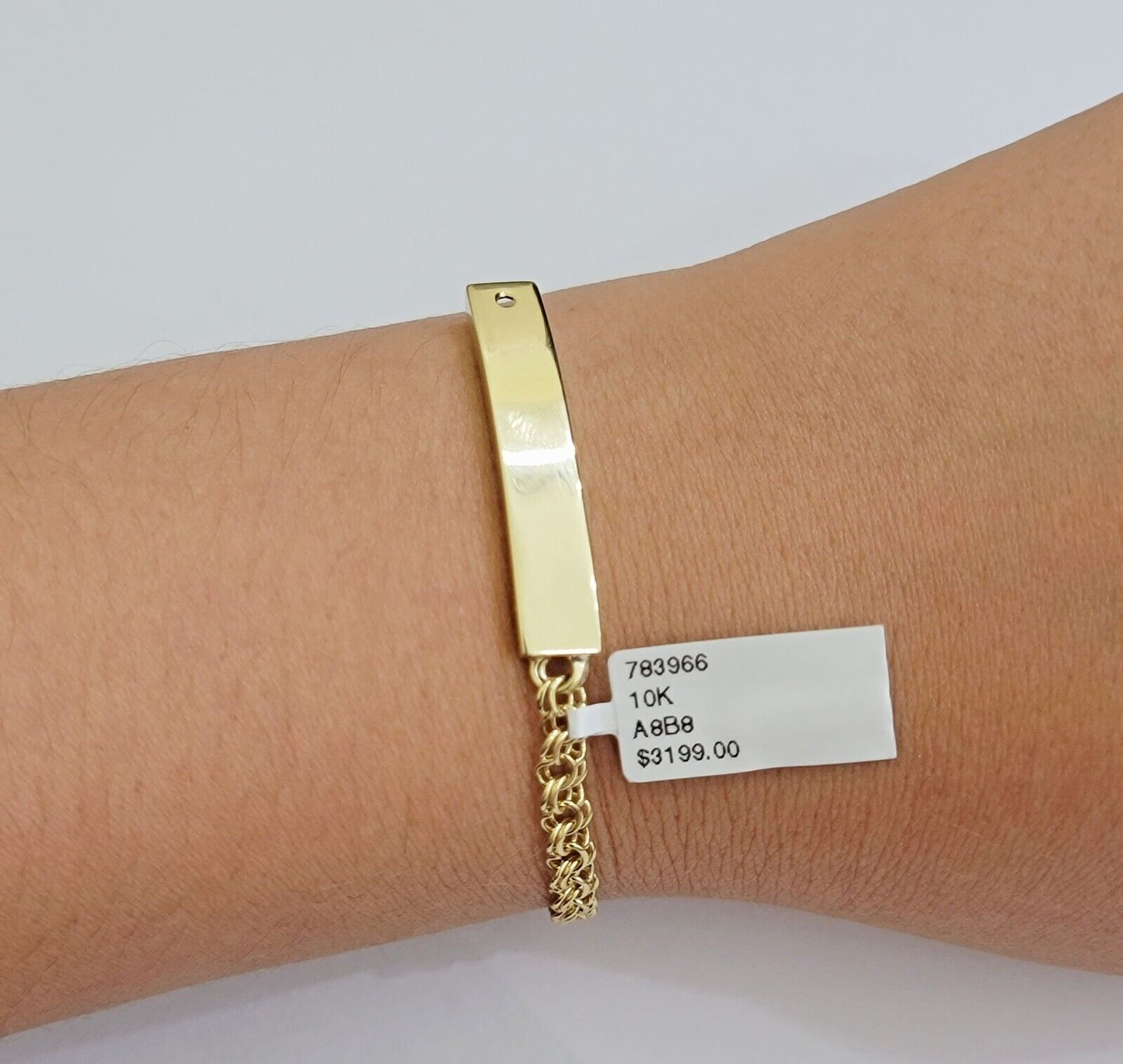 Kids 10k Yellow Gold Chino Bracelet ID Name Plate 5 Inch 4mm SOLID LINK REAL