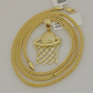 Real 10k Gold Basketball Charm & Franco Chain SET 10kt 2.5mm Franco Necklace 22"