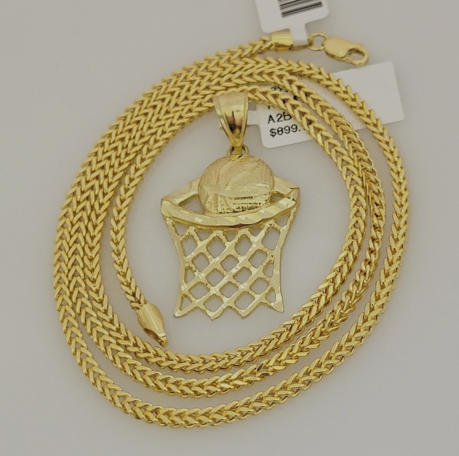 Real 10k Gold Basketball Charm & Franco Chain SET 10kt 2.5mm Franco Necklace 22"
