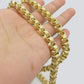 Real 10k Yellow Gold Box Byzantine Necklace 6.5mm 24" inch For Men 10kt Chain