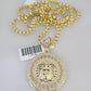 Real 10k Gold Chain Charm SET Byzantine Necklace 3mm 24" & CZ Head Pendant 10kt