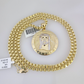 Real 10k Gold Byzantine Chain Jesus Charm Pendant SET 3mm 28 Inch Mens Necklace