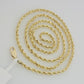 10K Yellow Gold Rope Chain Necklace 3mm 24" REAL 10kt Diamond Cut For Men &Women