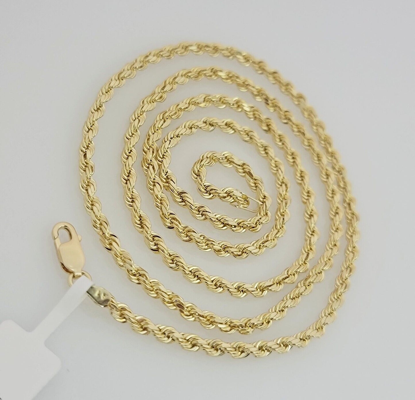 10K Yellow Gold Rope Chain Necklace 3mm 24" REAL 10kt Diamond Cut For Men &Women