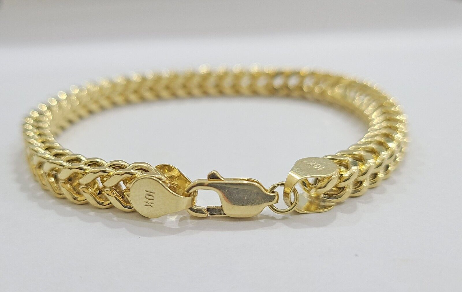 Real 10k Yellow Gold Bracelet 6mm Franco Style 8.5 inch 10kt Strong For Mens