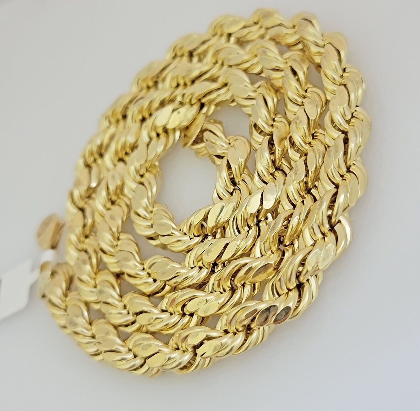 10K Yellow Gold Rope Chain Necklace 8mm 28" Choker REAL 10kt Diamond Cuts, Men's