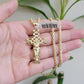 Real 10k Gold Rope Chain Cross Charm Pendant SET 3mm 20" Necklace Jesus Crucifix