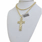 Real 10k Gold Rope Chain Cross SET 3mm 18-30" Inch Necklace Jesus Charm Pendant