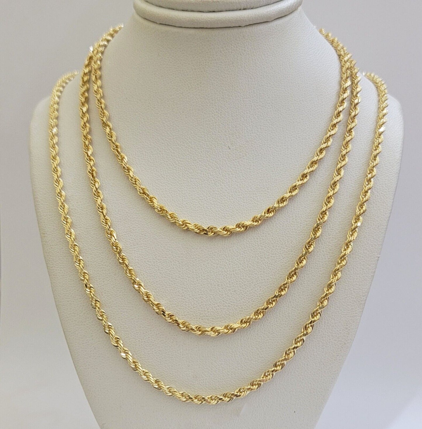 REAL 18k Yellow Gold Rope Chain Necklace SOLID 18-26 Inch 3mm 18kt Men's , Women