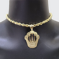 10k Yellow Gold Crown Charm Rope Chain SET 7mm 26'' Necklace Pendant 10kt Real