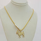 Real 10k Gold Chain Pendant SET Franco Necklace GOAT Charm 2.5mm 18"-24 Inch