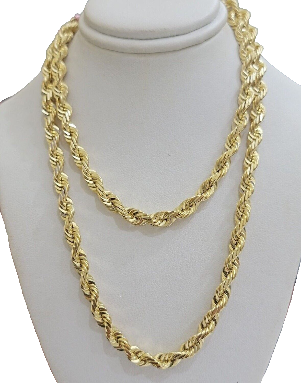 Real 10k Gold Necklace 6mm Rope 28 Inch Diamond Cut Solid 10kt Chain For mens