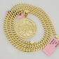 Real 14k Gold Miami Cuban Link Chain Mayan Charm Pendant SET 5mm Necklace 20-28"