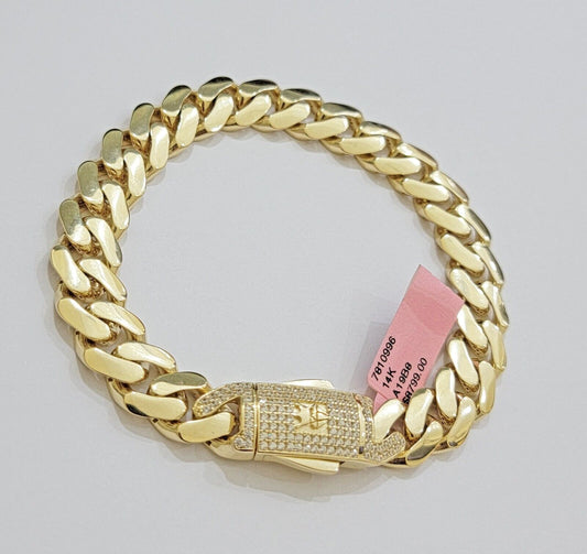 Real 14k Gold Bracelet 11mm Miami Cuban Link 7.5 inch Men Women 14kt Yellow Gold