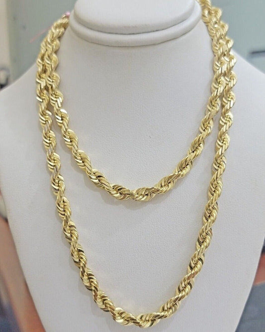 6mm 10k Gold Rope Chain Necklace SOLID Real 10kt Yellow Gold 18"-28" Diamond Cut