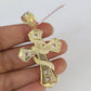 Real 14k Chain Cross Charm Set Miami Cuban Link 4mm Necklace Pendant 20"