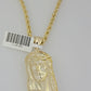 Real 10k Gold Rope Chain Pendant SET Jesus Face Charm Solid Necklace 4mm 26 Inch