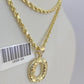 10k Gold Initial O Charm Rope Chain 16"-26" 2.5mm SET Necklace Alphabet Pendant