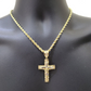 Real 10k Yellow Gold Cross Charm Rope Chain 4mm 18'' Necklace Pendant 10kt Jesus